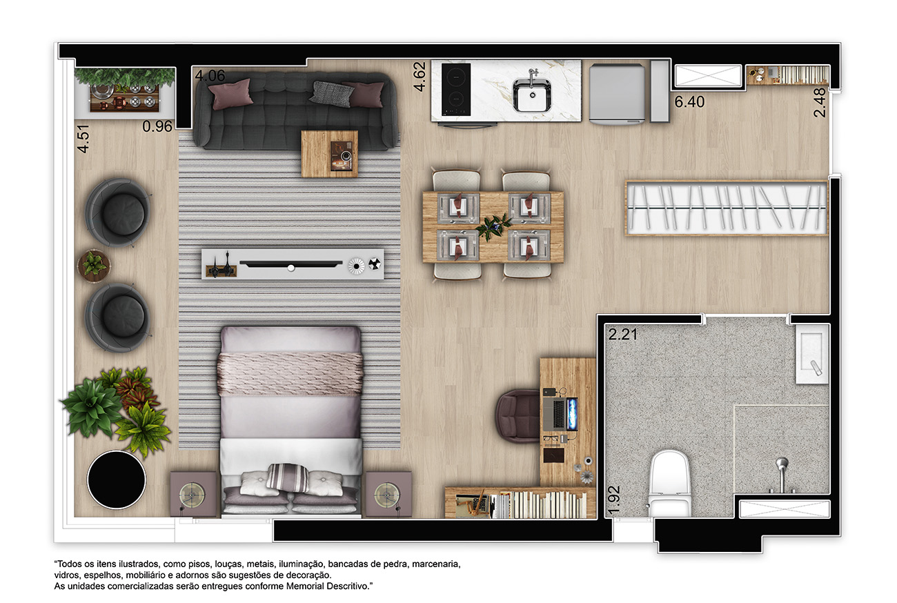 Planta Planta 37m² 1 dorm NR — 37 m²