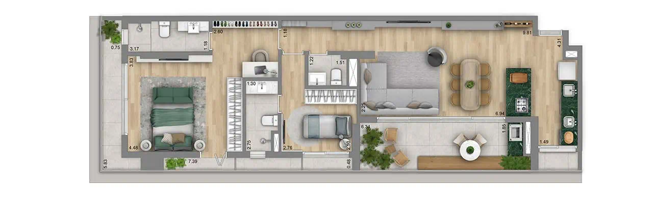 Planta Apartamento — 111 m²