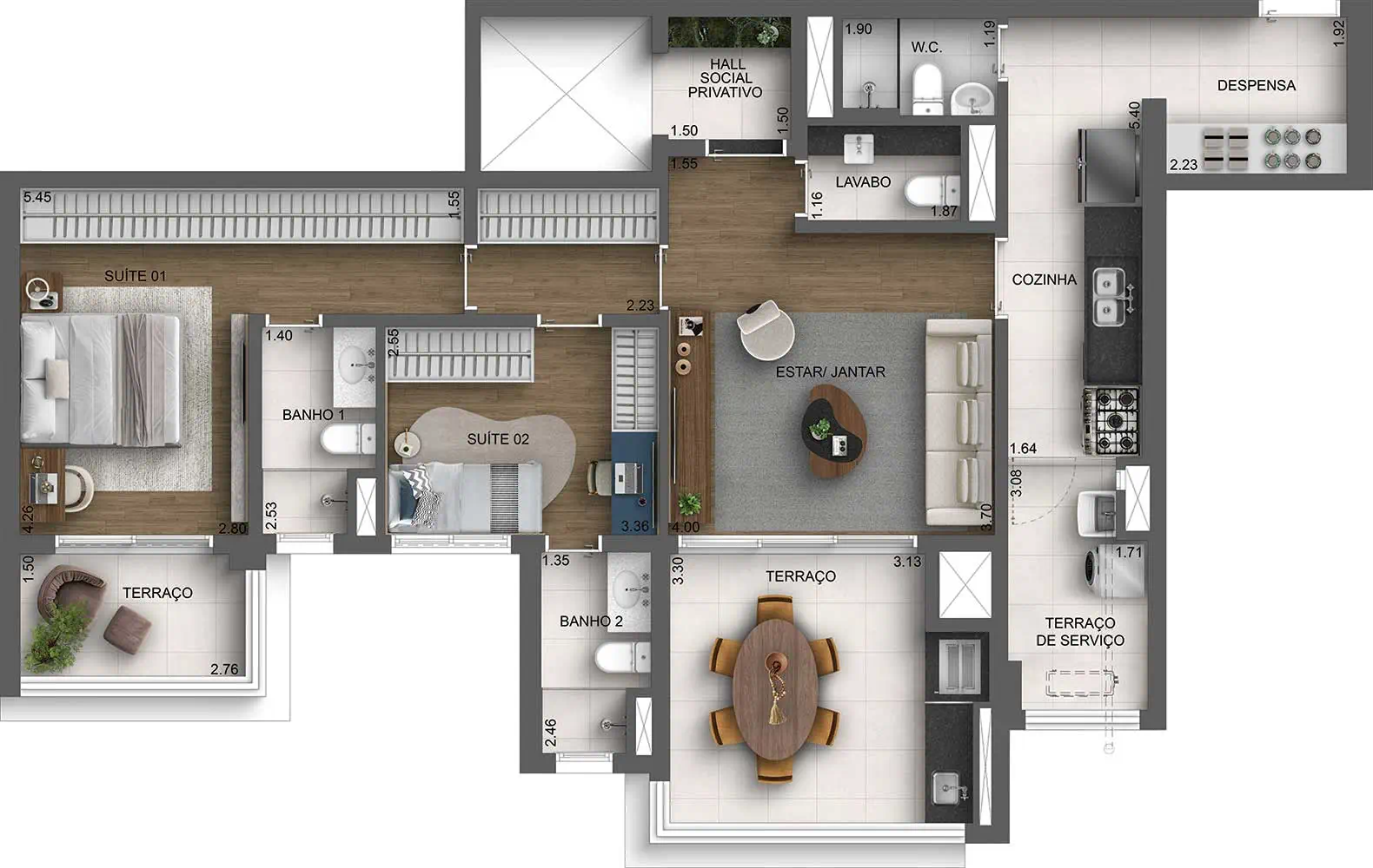 Planta Planta 114m² Padrão — 114 m²