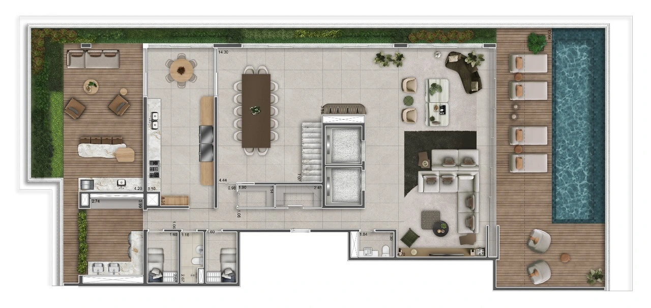 Planta Duplex - Planta Inferior — 654 m²