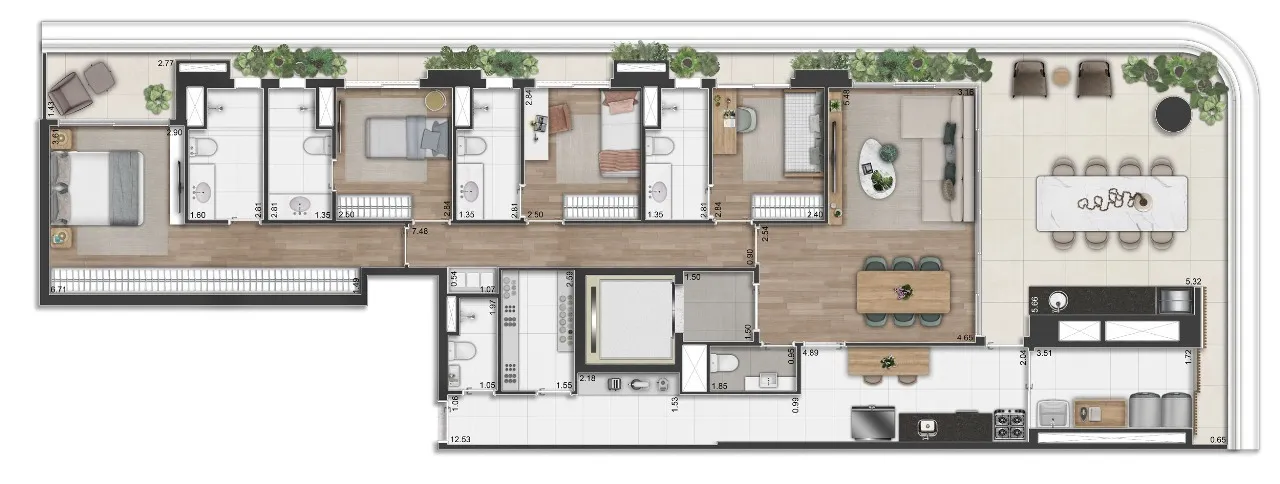 Planta Apartamento — 193 m²