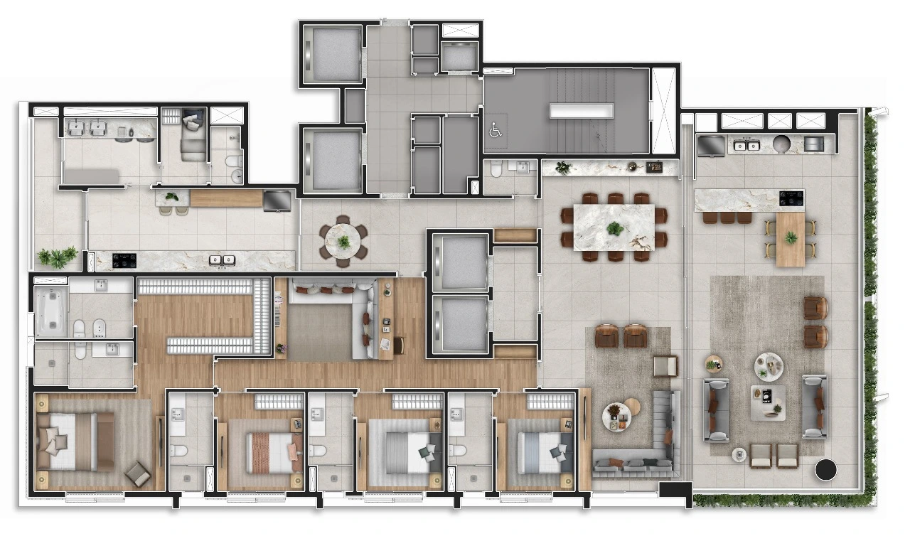 Planta Apartamento - 4 suítes — 370 m²
